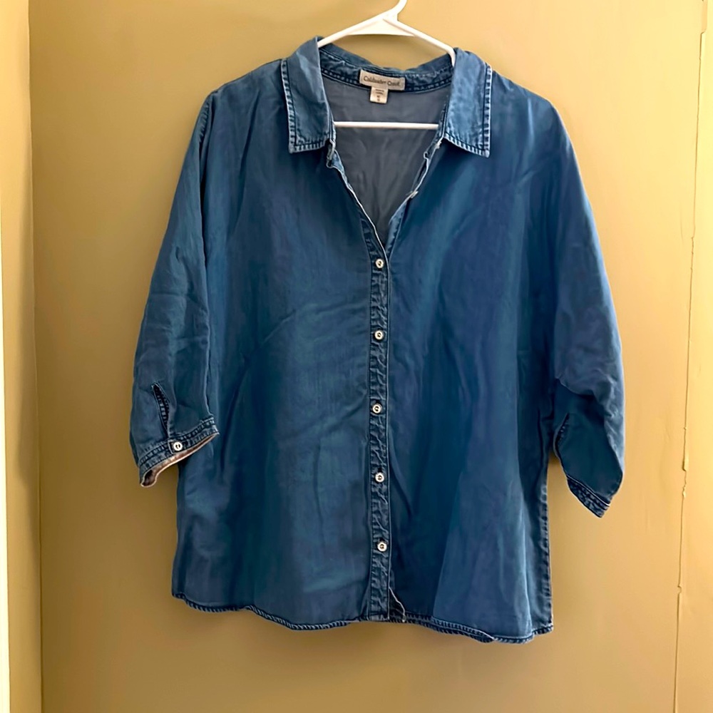 Denim mid sleeve shirt